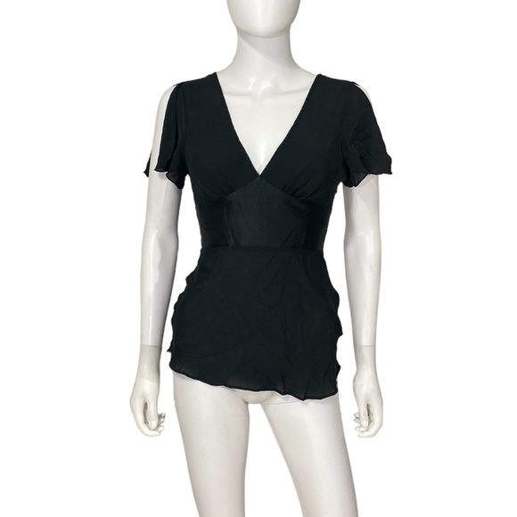 EXPRESS Black Belted Short Sleeve Top Size XS - Picture 3 of 8